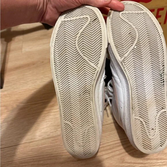 Nike White and Pink Leather High-Top Sneakers - Picture 8 of 14